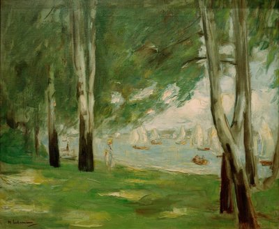 Birches on the Wannsee Shore Facing East by Max Liebermann